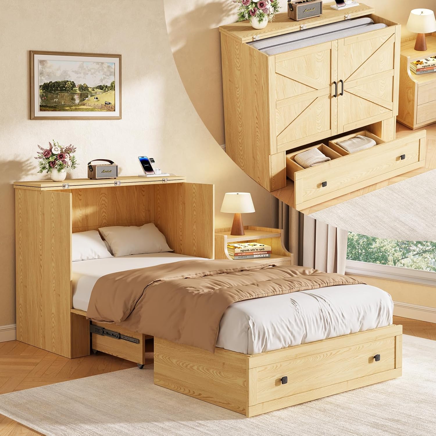 Cama Murphy Ahorradora de Espa - Home Office Guest Room reseña y precio
