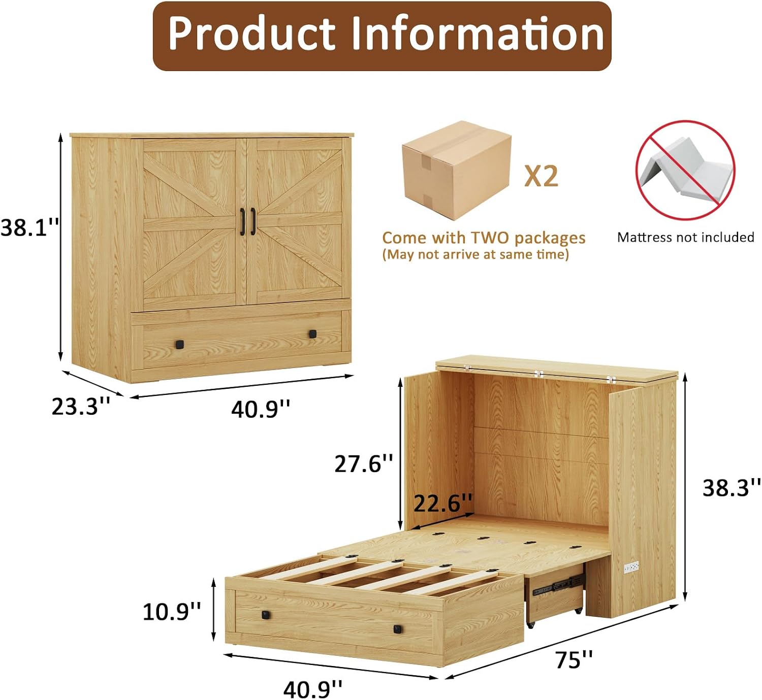 Cama Murphy Ahorradora de Espa - Home Office Guest Room reseña y precio